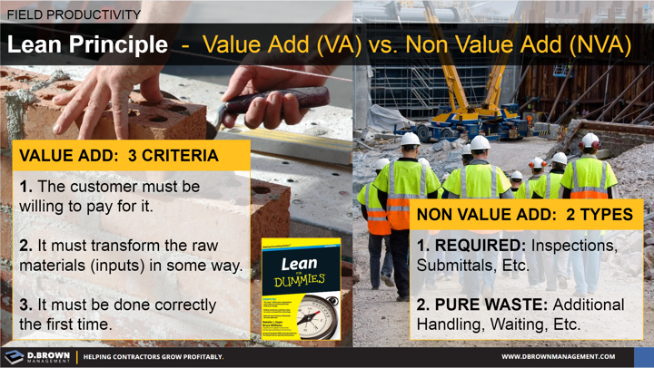 Field Productivity: Lean Principle, Value Add vs. Non Value Add